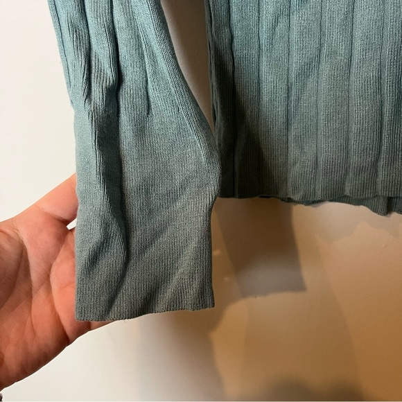 Wishlist Quarter Button Up Long Sleeve Teal Top Medium - Picture 6 of 7